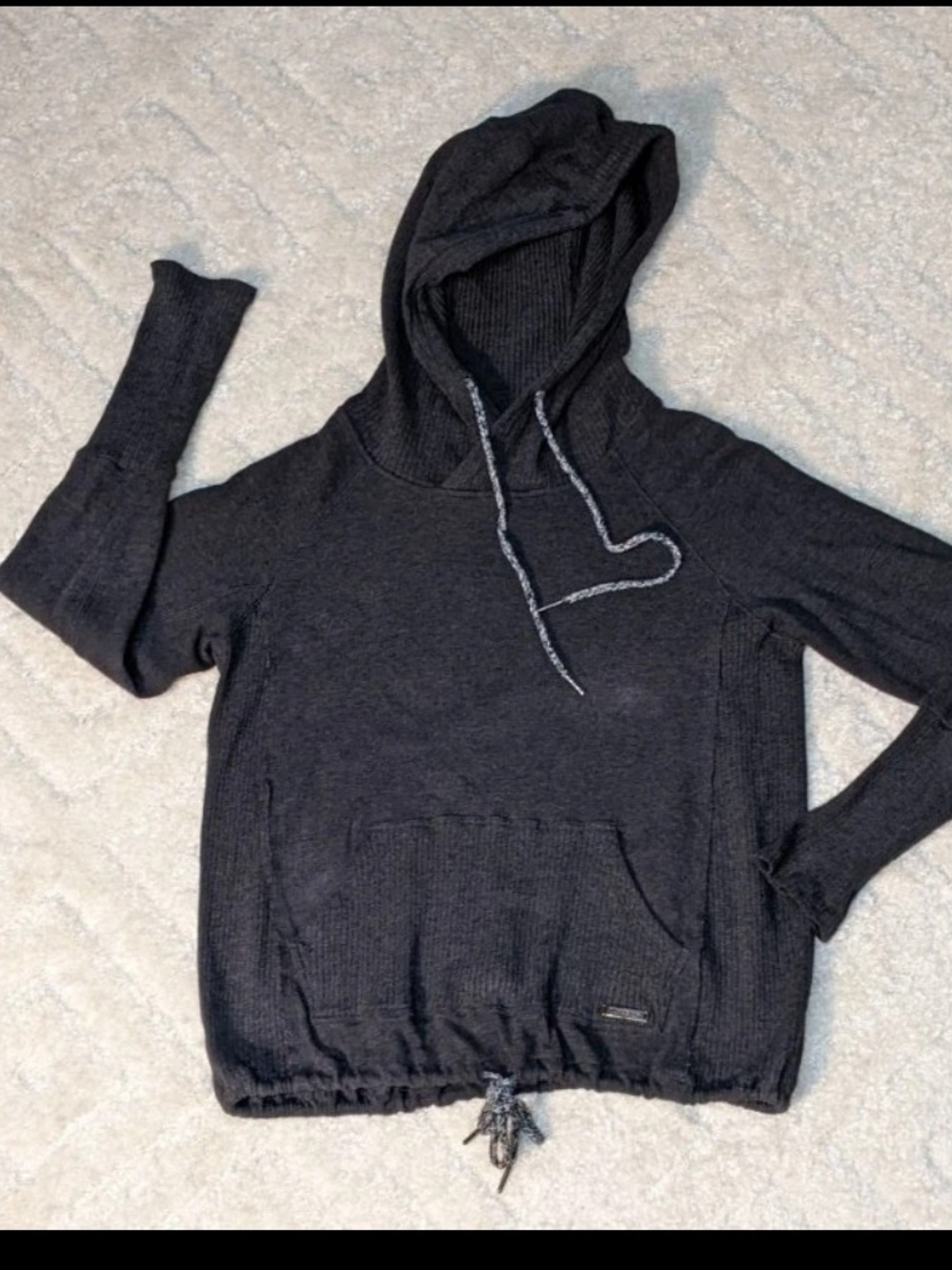 Betsey Johnson Performance Women's  Pullover Black Knit Hoodie Sweater, XL